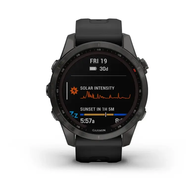 fēnix® 7S – Sapphire Solar Edition Carbon Gray DLC Titanium with Black Band