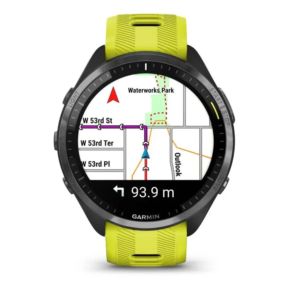 Forerunner 965 - Carbon Gray DLC Titanium Bezel with Black Case and Amp Yellow/Black Silicone Ban Артикул: 010-02809-12