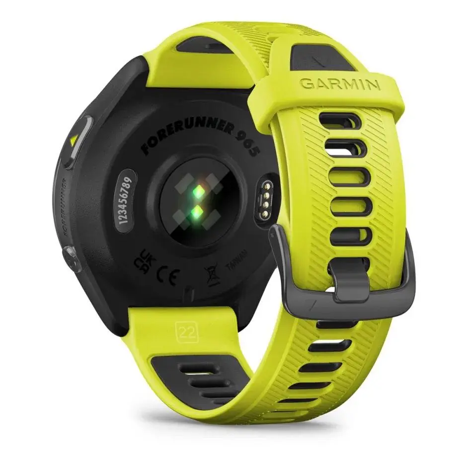 Forerunner 965 - Carbon Gray DLC Titanium Bezel with Black Case and Amp Yellow/Black Silicone Ban Артикул: 010-02809-12