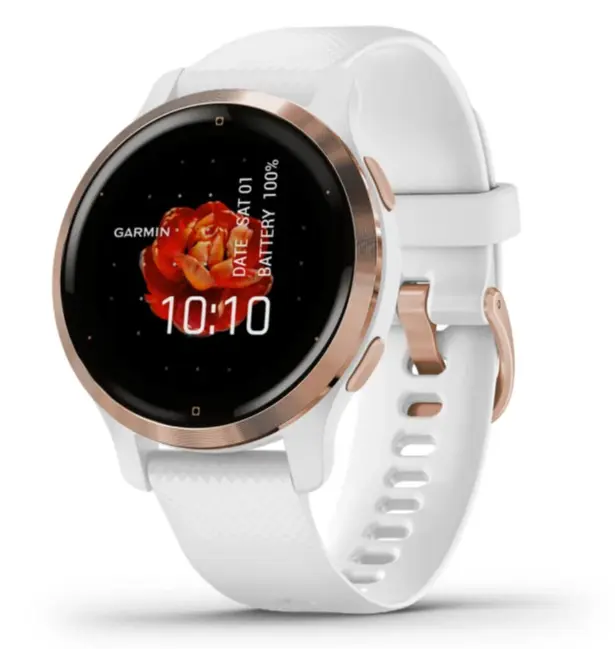 Venu 2S Rose Gold Stainless Steel Bezel with White Case and Silicone Band